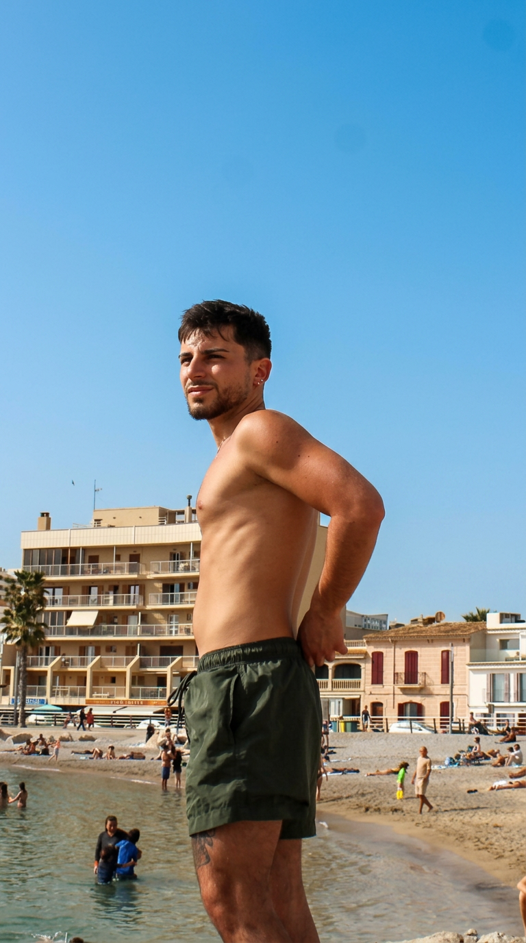 The host on a Mediterranean beach